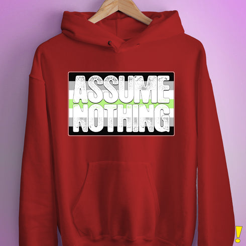 Assume Nothing Agender Pride Flag Hoodie - Red